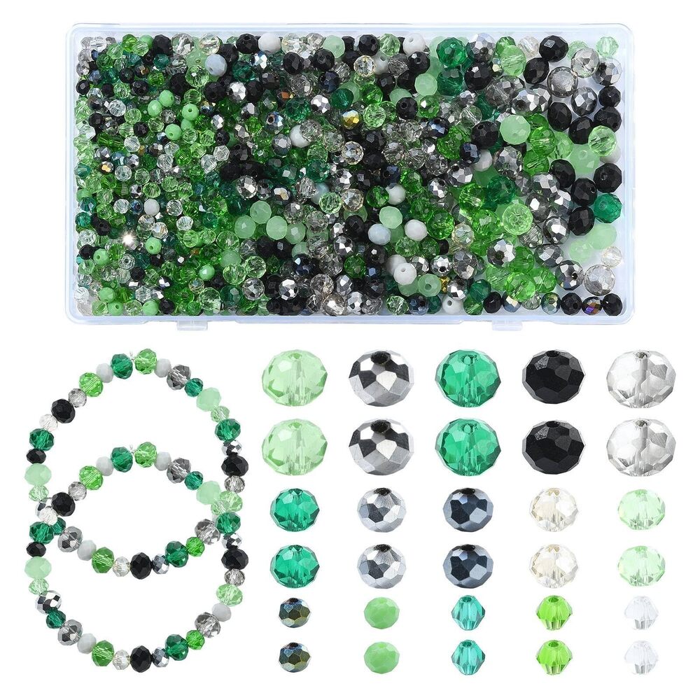 6454 1000 pcs Green Faceted Rondelle Theme Glass Beads Transparent Round